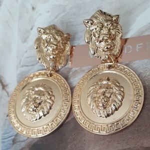 Versace Inspired Lion Head Earrings